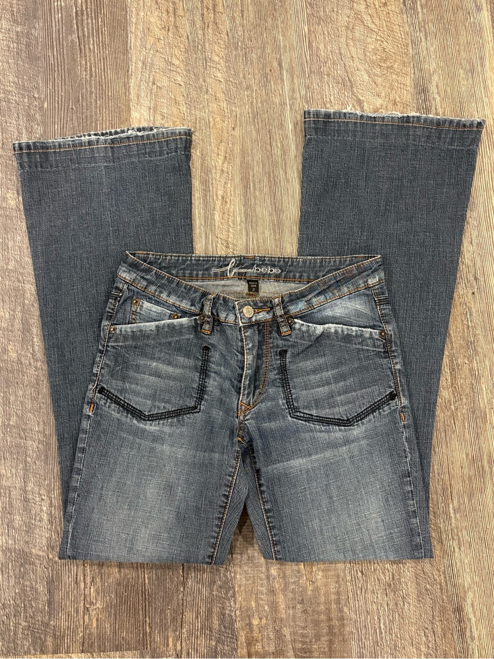 Vintage Y2K Bebe Low Rise Whiskered Flare Jeans - Size 27